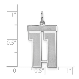 Sterling Silver Rhodium-plated Large Satin Number 11 Charm