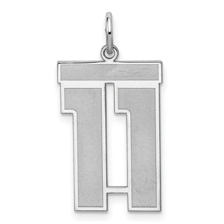 Sterling Silver Rhodium-plated Large Satin Number 11 Charm