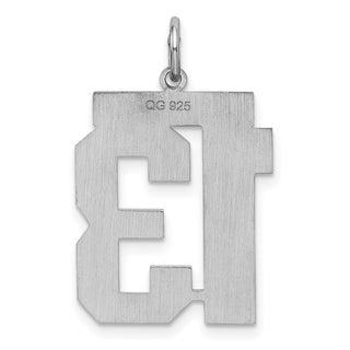 Sterling Silver Rhodium-plated Large Satin Number 13 Charm