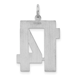 Sterling Silver Rhodium-plated Large Satin Number 14 Charm