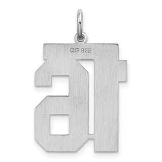 Sterling Silver Rhodium-plated Large Satin Number 16 Charm