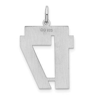Sterling Silver Rhodium-plated Large Satin Number 17 Charm