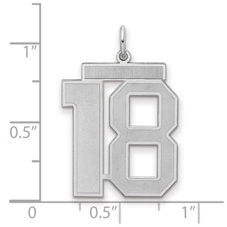 Sterling Silver Rhodium-plated Large Satin Number 18 Charm
