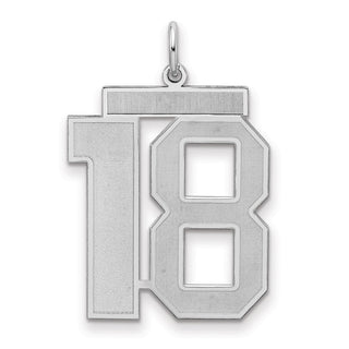 Sterling Silver Rhodium-plated Large Satin Number 18 Charm