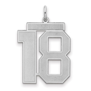 Sterling Silver Rhodium-plated Large Satin Number 18 Charm