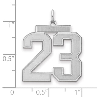 Sterling Silver Rhodium-plated Large Satin Number 23 Charm