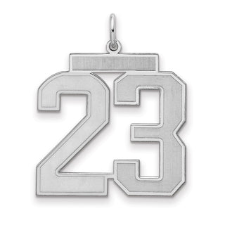 Sterling Silver Rhodium-plated Large Satin Number 23 Charm