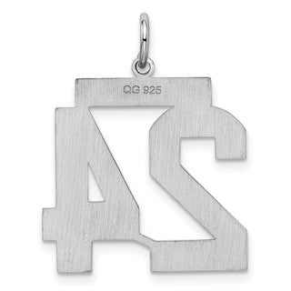 Sterling Silver Rhodium-plated Large Satin Number 24 Charm