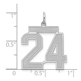 Sterling Silver Rhodium-plated Large Satin Number 24 Charm