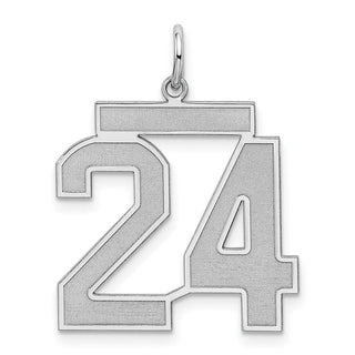 Sterling Silver Rhodium-plated Large Satin Number 24 Charm