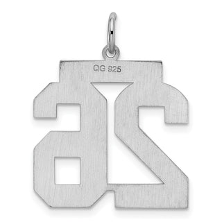 Sterling Silver Rhodium-plated Large Satin Number 26 Charm