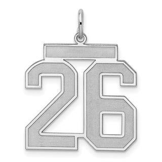 Sterling Silver Rhodium-plated Large Satin Number 26 Charm