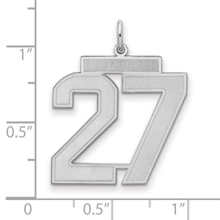 Sterling Silver Rhodium-plated Large Satin Number 27 Charm