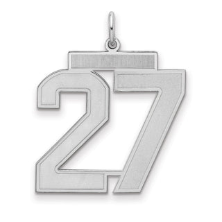 Sterling Silver Rhodium-plated Large Satin Number 27 Charm