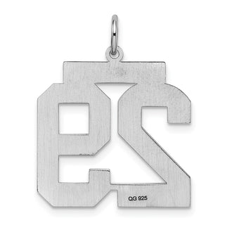 Sterling Silver Rhodium-plated Large Satin Number 29 Charm