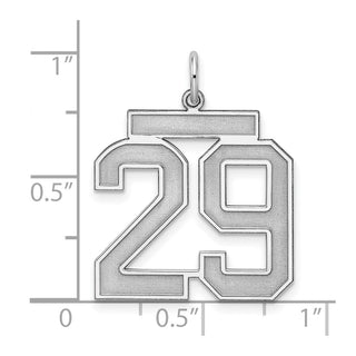 Sterling Silver Rhodium-plated Large Satin Number 29 Charm