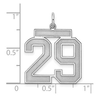 Sterling Silver Rhodium-plated Large Satin Number 29 Charm