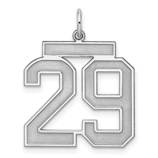 Sterling Silver Rhodium-plated Large Satin Number 29 Charm