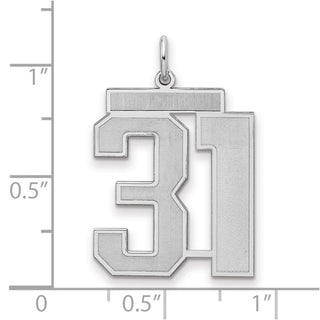 Sterling Silver Rhodium-plated Large Satin Number 31 Charm