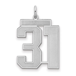 Sterling Silver Rhodium-plated Large Satin Number 31 Charm