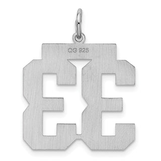 Sterling Silver Rhodium-plated Large Satin Number 33 Charm