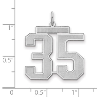 Sterling Silver Rhodium-plated Large Satin Number 35 Charm