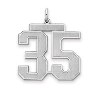 Sterling Silver Rhodium-plated Large Satin Number 35 Charm