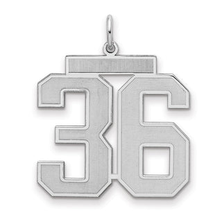 Sterling Silver Rhodium-plated Large Satin Number 36 Charm