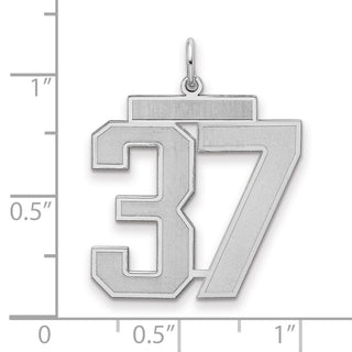 Sterling Silver Rhodium-plated Large Satin Number 37 Charm