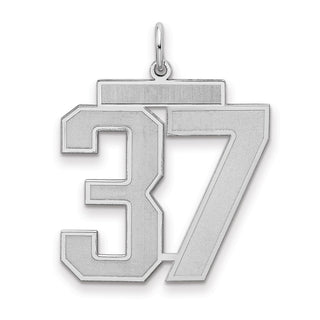 Sterling Silver Rhodium-plated Large Satin Number 37 Charm