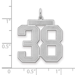 Sterling Silver Rhodium-plated Large Satin Number 38 Charm