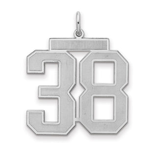 Sterling Silver Rhodium-plated Large Satin Number 38 Charm