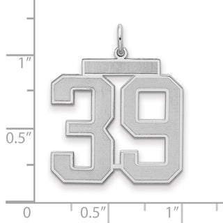 Sterling Silver Rhodium-plated Large Satin Number 39 Charm