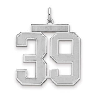 Sterling Silver Rhodium-plated Large Satin Number 39 Charm