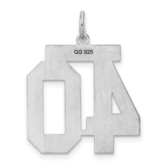 Sterling Silver Rhodium-plated Large Satin Number 40 Charm
