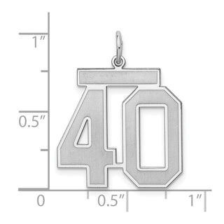 Sterling Silver Rhodium-plated Large Satin Number 40 Charm