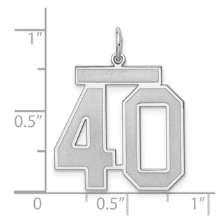 Sterling Silver Rhodium-plated Large Satin Number 40 Charm