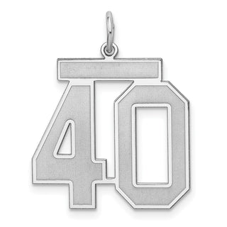 Sterling Silver Rhodium-plated Large Satin Number 40 Charm