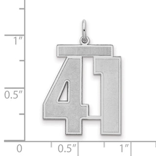 Sterling Silver Rhodium-plated Large Satin Number 41 Charm