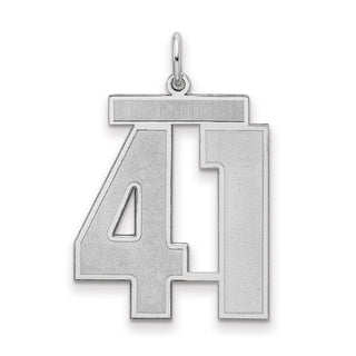 Sterling Silver Rhodium-plated Large Satin Number 41 Charm
