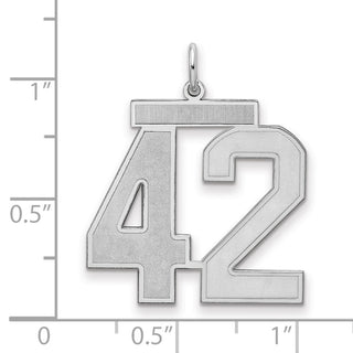 Sterling Silver Rhodium-plated Large Satin Number 42 Charm