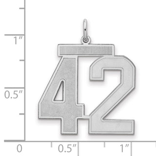Sterling Silver Rhodium-plated Large Satin Number 42 Charm