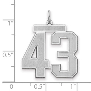 Sterling Silver Rhodium-plated Large Satin Number 43 Charm
