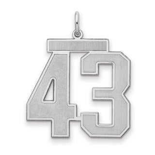 Sterling Silver Rhodium-plated Large Satin Number 43 Charm