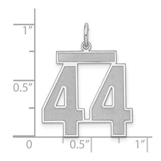 Sterling Silver Rhodium-plated Large Satin Number 44 Charm