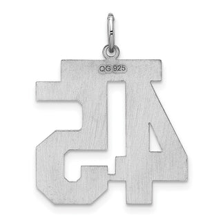 Sterling Silver Rhodium-plated Large Satin Number 45 Charm