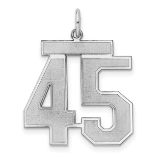 Sterling Silver Rhodium-plated Large Satin Number 45 Charm