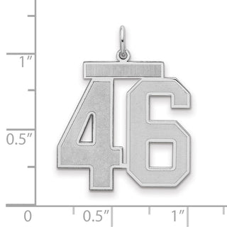 Sterling Silver Rhodium-plated Large Satin Number 46 Charm