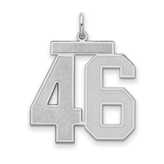 Sterling Silver Rhodium-plated Large Satin Number 46 Charm