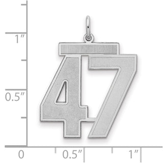 Sterling Silver Rhodium-plated Large Satin Number 47 Charm